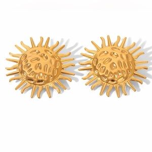 Gold Sunburst Earrings Summer Sun Earrings